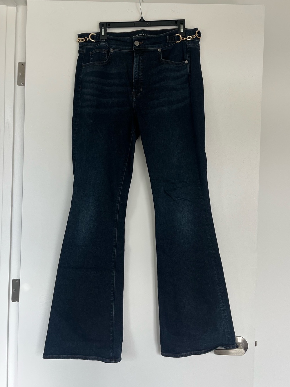 Veronica Beard Women's Flare Jeans with Chain Waist Detail